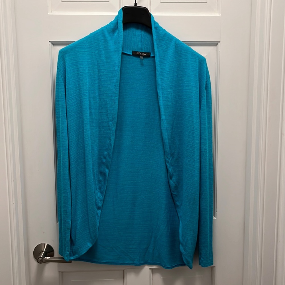 {Laila Jayde} Teal Striated Open Cardigan - GUC - Size Large